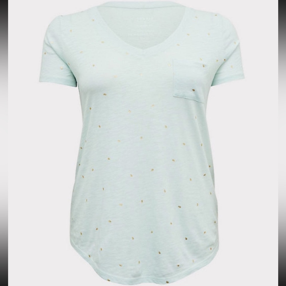 Torrid Mint Green & Gold Petals T-shirt